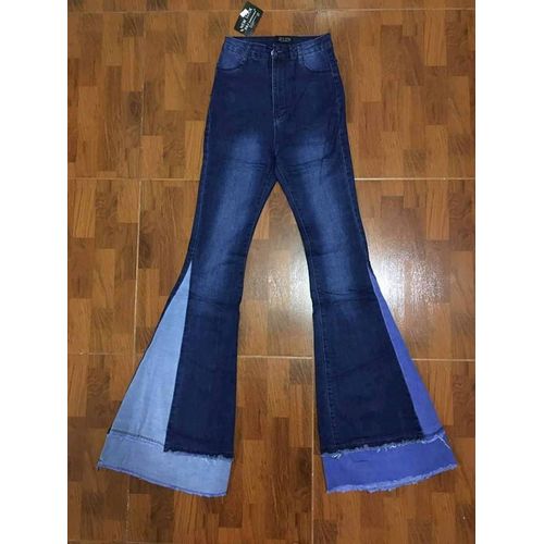 Women's Flared Hem Denim Pants Jeans High Waist Ripped Bell Bottoms Trousers  | eBay