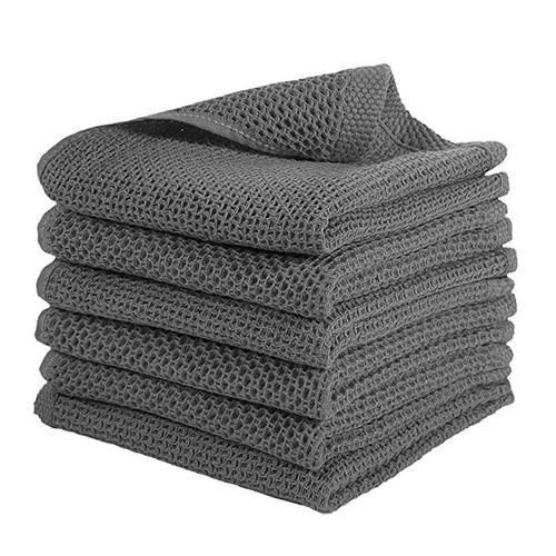 Generic 6Pack 100 Cotton Waffle Weave Kitchen Dish Cloths Ultra Soft Absorbent Quick Drying Dish Towels 13Inch X 13Inch Gray Jumia Nigeria