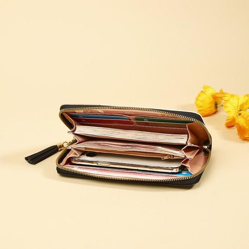 product_image_name-Fashion-Women's Wallets, Womens Purses Coin Purse with Card Holder, Long Leather Wallets for Women with Zipper Closure and Multiple Pockets-4