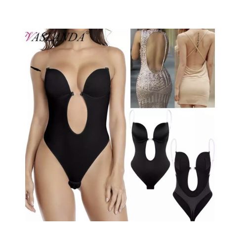 Fashion Full Body Shaper Tummy Control Waist Deep V Convertible Bra  Backless Invisible Push Up Bodysuit