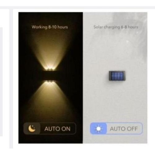 Generic TIMBUTUS 2pcs Solar Outdoor Lights 6LED Beads Up And Down Light Solar Powered Waterproof Wall Light - image 2