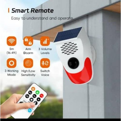 Generic Solar Powered Motion Sensor Alarm Light Outdoor Weatherproof Security Strobe Alarm With Remote & Powerful Audible Alarm