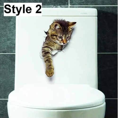 product_image_name-Generic-3D Hole Fun Cat Home Decoration Stickers Toilet Stickers Simulation Stickers-3