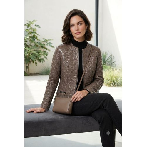 Fashion Elegant Textured Leather-Look Jacket