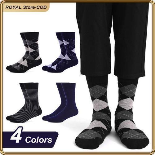 product_image_name-Fashion-ASHION 4 Pairs Men’s Cotton Socks Breathable Anti-Odor Striped-1