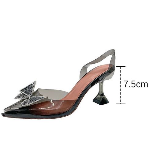 Fashion T895 black 7.5CM Fashion PVC Transparent Shoes