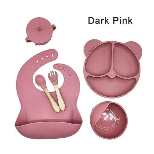 Generic luxurious Baby Silicone Feeding with Set-Plates, Bib, Cup, Spoon, Fork - image 2