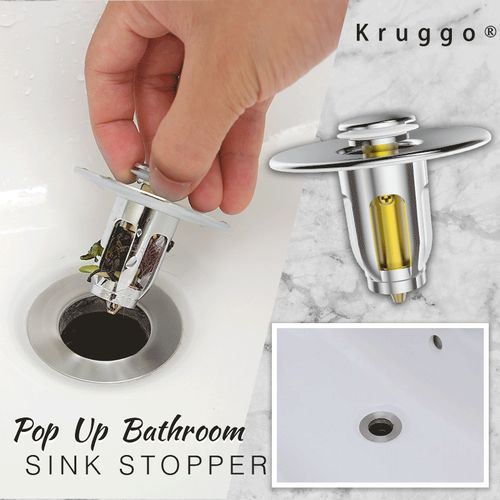 1pc Bathroom Sink Drain, Stainless Steel Pop-Up Bounce Core Basin Drain  Filter, Hair Catcher, Shower Sink Strainer