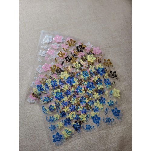 product_image_name-Generic-Hibiscus Flower for nail Art Stickers, 3D Self-Adhesive White Black Pink Hawaiian Floral Stickers for Nail Design for nail Decoration for nail Art Supplies-2