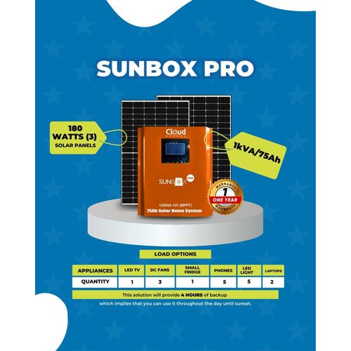 Cloud Energy 1kva Solar Generator (comes with 3pcs of 180W panel)