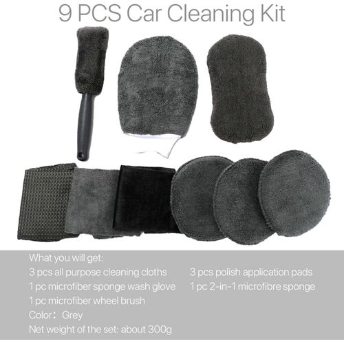 product_image_name-Generic-9pcs Premium Car Wash Kit – Portable Microfiber Cleaning Set for Auto Detailing (Interior & Exterior)-5