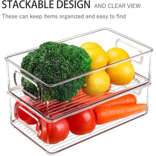 Clear Plastic Refrigerator Organizer Bins - Stackable Fridge