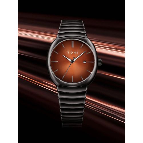Tomi Coffee Dial Black Bracelet Strap Watch - image 2