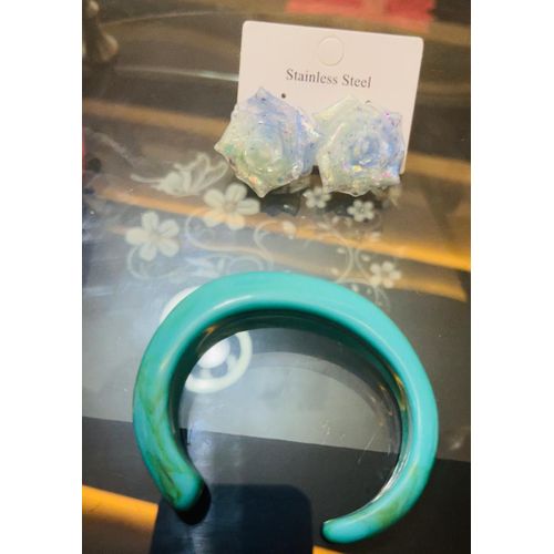 product_image_name-Fashion-Everything plastic bangle and matching earring green-4