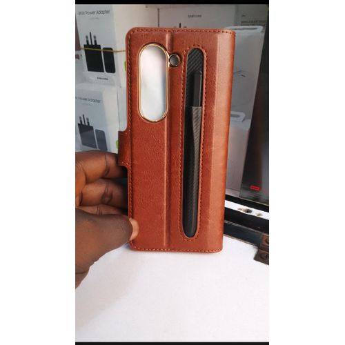 Generic Samsung Galaxy Z Fold 5 Quality Leather Flip Case - image 2