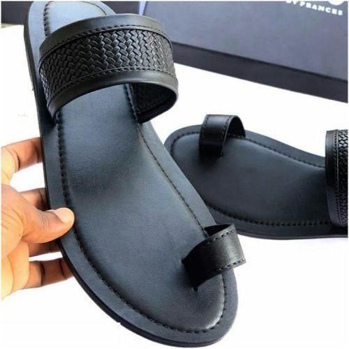 product_image_name-Fashion-Men’s Simple Opentoe Slippers-Black-1