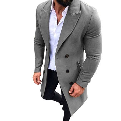 Fashion Men Double-breasted Lapel Long Trench Woolen Slim Coat | Jumia ...