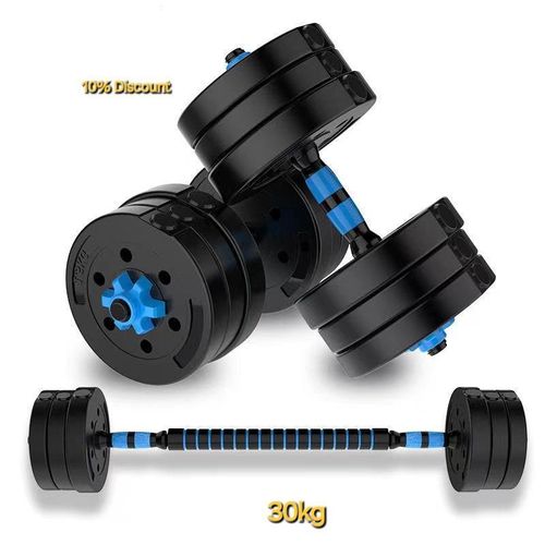 Generic 30kg Adjustable Dumbbell Set Weights With Barbell Extension -Blue