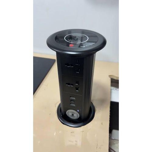 Generic Pop-up Power Socket with Bluetooth Speaker, Wireless Charging, USB & Type-C – Retractable Desktop Power Tower - image 3