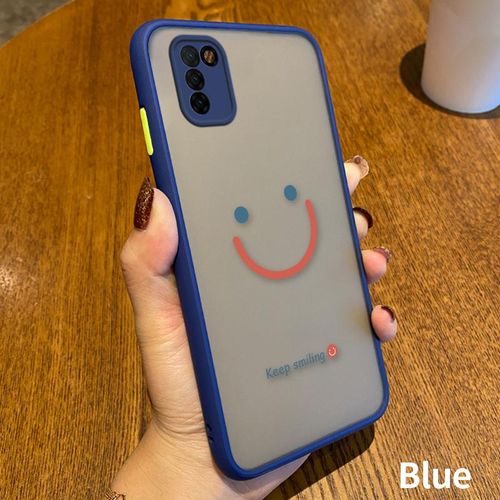 Generic Armor Phone Case for Infinix Smart 5 Hot 10 Lite Smiling face  Shockproof Bumper Case Camera Protection Matte Hard Cover-Blue