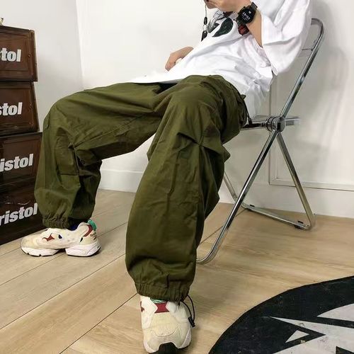 Fashion Parachute Pants Women Hippie Streetwear Oversize Pockets Cargo  Trousers Harajuku Techwear Wide Pantalone Egirl Style XXA