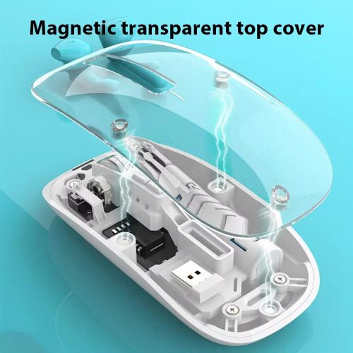 Generic Bluetooth 2.4G wireless mouse, dual-mode, rechargeable for laptops, wireless mouse, transparent and portable, rechargeable mouse, PC - image 3