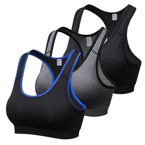 Generic 3 Pack Women Padded Racerback Sports Bras Gym Fitness