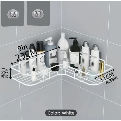 product_image_name-Generic-A Wrought Wall-Mounted Bathroom Shelf, Corner Design, No Drilling Required, for Bathroom Storage 1peice-4