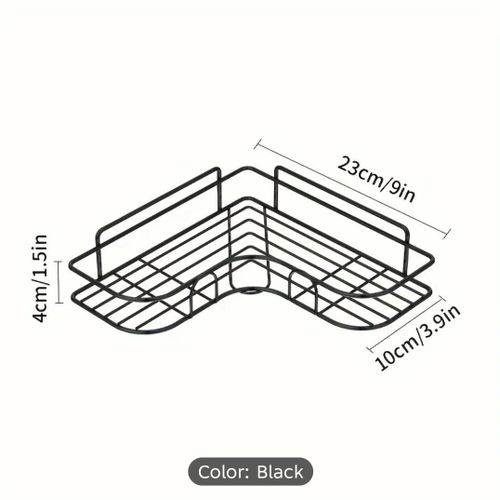 product_image_name-Generic-A Wrought Wall-Mounted Bathroom Shelf, Corner Design, No Drilling Required, for Bathroom Storage 1peice-5