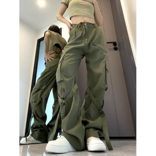 High Waisted Cargo Pants - Green