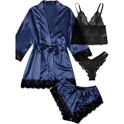 floral lace cami top with satin shorts