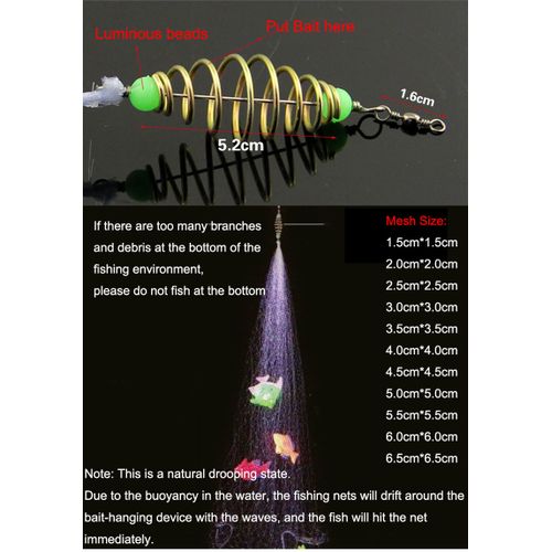 Generic 1Pcs Multi Size Fishing Net Mesh Luminous Netting Fishnet Tackle  Design Copper Spring Shoal Cast Nets For Fishing S