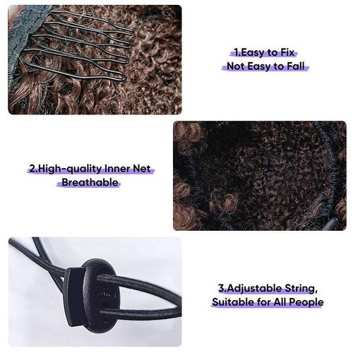 Generic African Drawstring Hair Bun Scrunchie High Puff Fluffy Natural Curly Afro - image 5