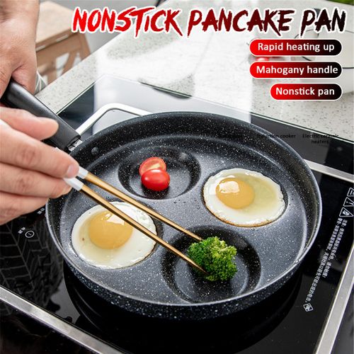 Generic 4-Cup Egg Frying Pan Non Stick Egg Cooker Pan 4-Cup Omelette Pan  Round Burger Pancake Pan Aluminium Alloy Egg Pan Cookware for Gas Stove