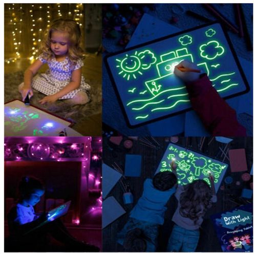 A3 A4 A5 Magic Luminous Drawing Board Draw with Light-Fun Sketchpad Board  Fluorescent Pen Russian English Light Up Draw Kids Toy