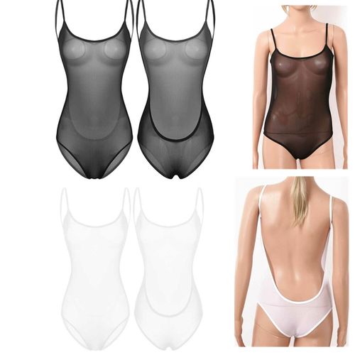 Generic Womens Lingerie See Through Sheer Mesh Open Breast Bodysuit