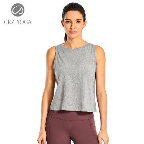 CRZ YOGA Women's Pima Cotton Short Sleeve Shirts Loose Fit Casual Tops