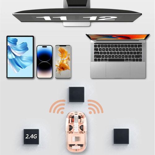 product_image_name-Generic-Transparent Wireless Bluetooth Mouse, 4 DPI 3Modes Rechargeable Mouse, USB 2.4G Bluetooth Computer Mice for Windows PC OS X Android (Pink)-5