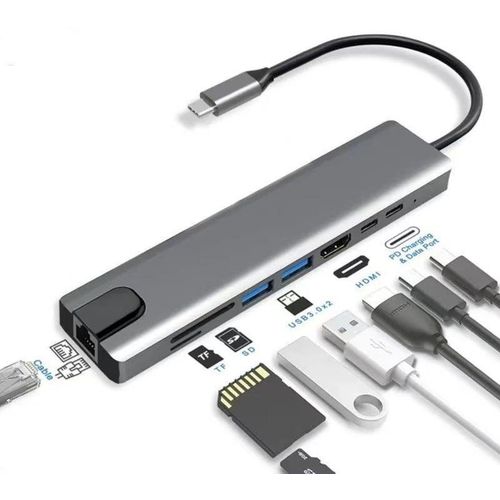 product_image_name-Generic-USB-C Hub 8-in-1 Docking Station with 4K HDMI, 100W PD Fast Charging, RJ45 Ethernet, USB 3.0, SD/TF Reader – Compatible with MacBook Pro/Air & Type-C Laptops-1