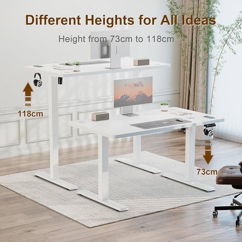 Generic White height-adjustable electric desk 140x60