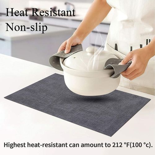 Leather Heat Resistant Placemats Set of 6 Waterproof Wipeable Washable PU  Table