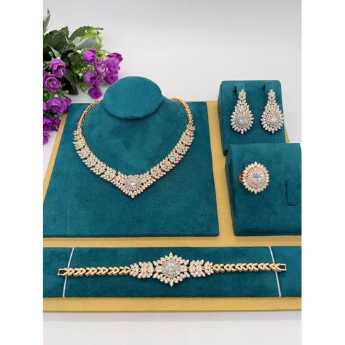 product_image_name-Longchain-Unique Sophisticated Premium Diamond Iced Bracelet/Ear-ring/Ring & Necklace Set-1