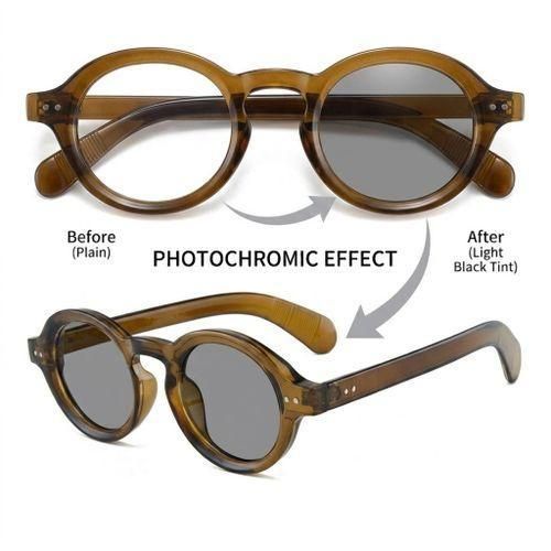 ONIBENZ Versa-Vision Adaptive Photochromic & Anti-Blue Light Unisex Computer Glasses - Round Transparent Brown - image 2