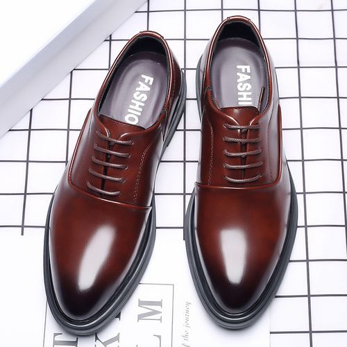 Fashion Men's Italian Plus Size Smooth Leather Shoes Brown