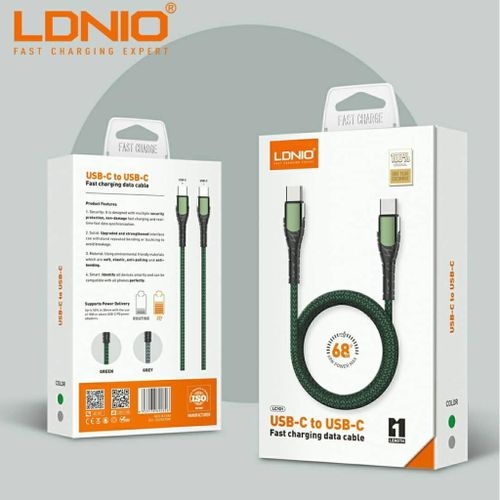LDNIO LC102 Type C to Type C PD USB Cable Output 65W Fast Charging Data Cable GREEN