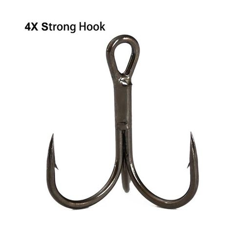 Generic 10pcs/lot 4x Treble Hook Carbon Steel Strong Fishiing Hooks 1-12  Sea Barbed Fishing Sharp Strength Big Game Fishhooks Tackle