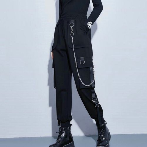 Generic Streetwear Cargo Pants Women Casual Joggers Black High Waist Loose Female Trousers Korean Style Ribbon Ladies Pants Dropshipping K11 Black With Chain Jumia Nigeria
