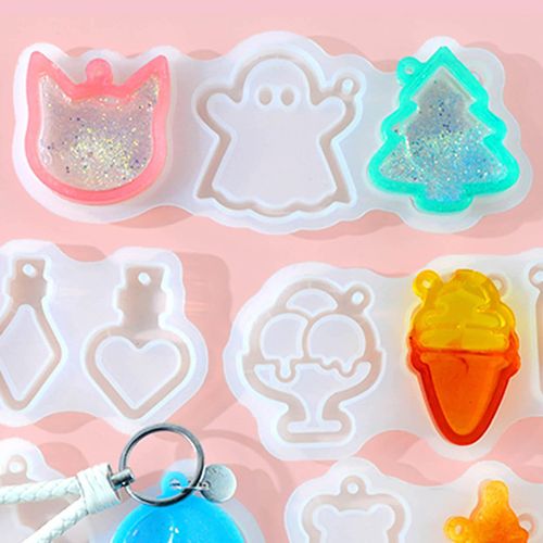 Generic 4x Resin Shaker Molds Decor DIY Quicksand Pendant Silicone Moulds