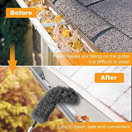 Telescopic Gutter Cleaning Brush Extendable Pole 17.7inch - 86.6