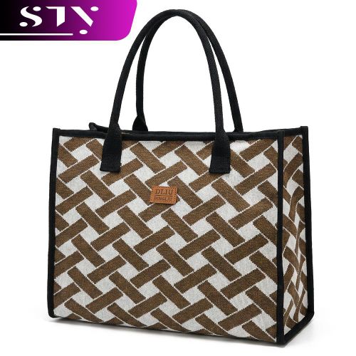 STY Women's Fabric Geometric Tote Bag Large Capacity Handbags